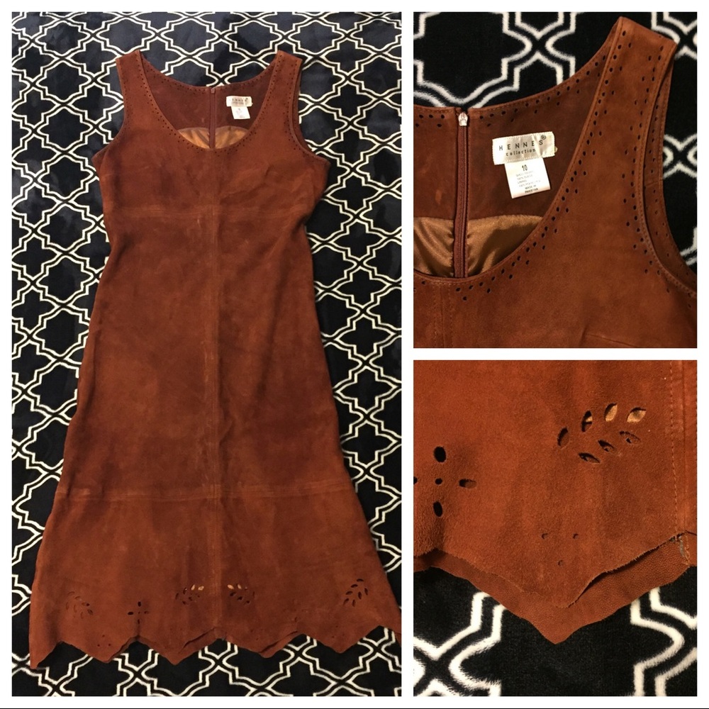 Rust-colored Suede Fitted Dress